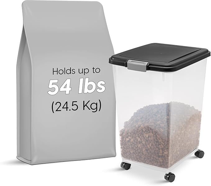 IRIS USA Airtight Dog Food Storage Container, Attachable Wheels,