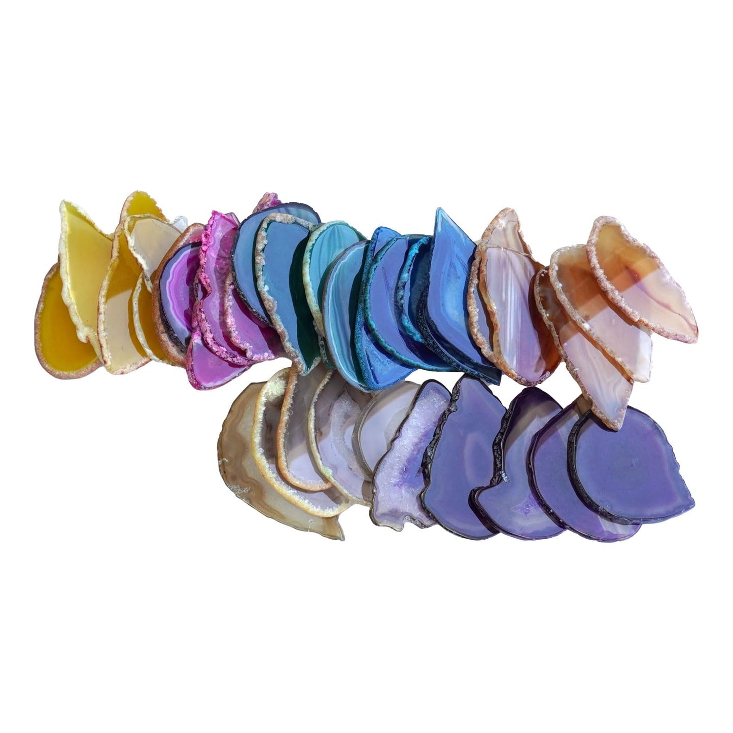 Sisamn 15pcs Blue Polished Agate Slices, Geode Slices Bulk for Light Table, Table Place Cards,Jewelry Making, Crafts, Home Decor, 1.18-2.56 Inches Length (Non-Drilled)