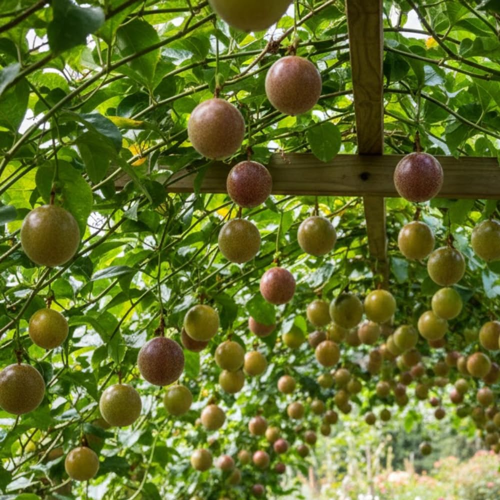 Sweet Passion Fruit Plant Live, Fragrant Passion Fruit Tree Live Plant, Edible Fruit Bearing Vine, Perennial Tropical Plant for Outdoor Gardening, 4-6 Inches Tall