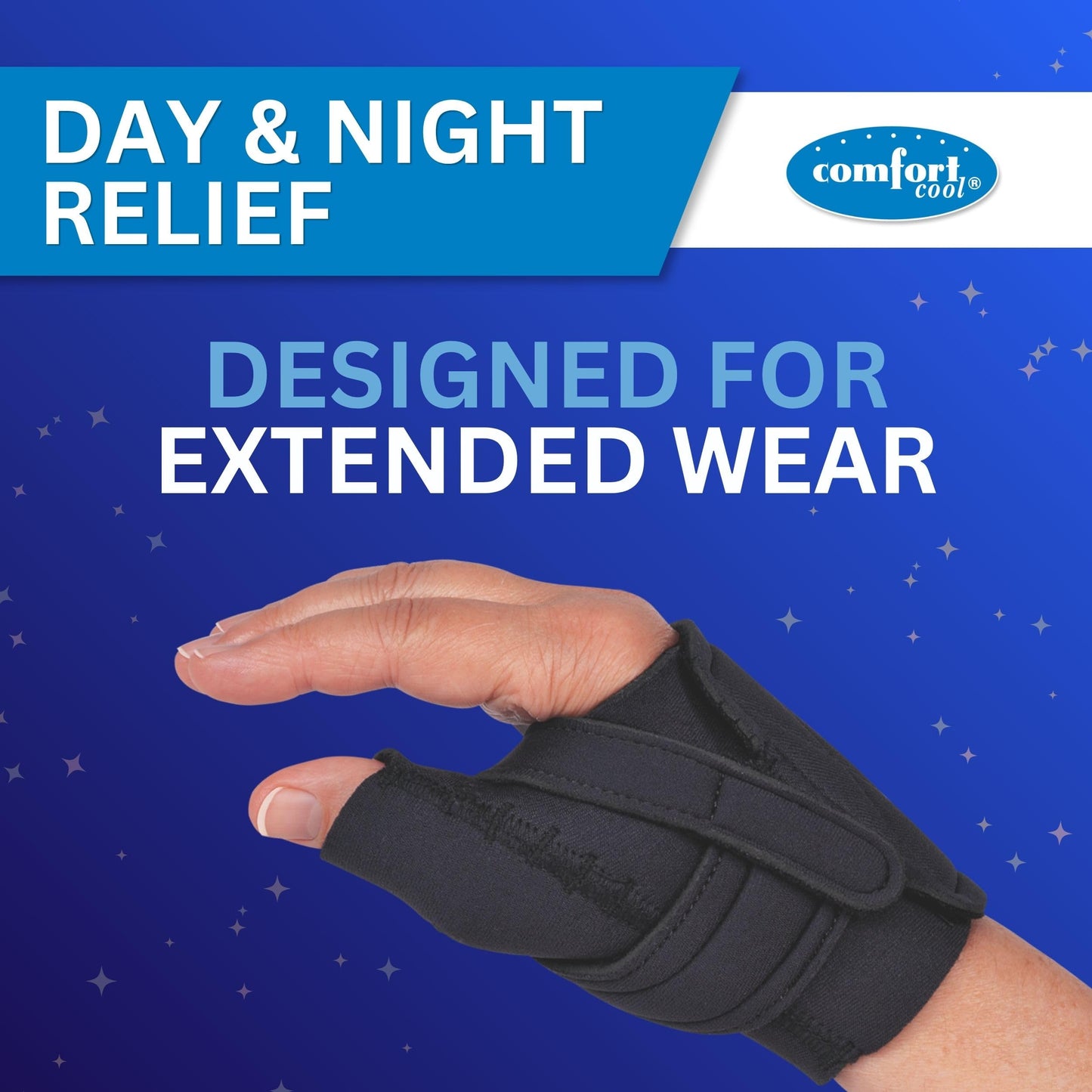 Comfort Cool CMC Thumb Brace – Restriction Splint for Arthritis & Tendinitis Relief | Breathable Neoprene with Supportive Thumb Strap - Black, Left Hand, Medium (7 to 8 inches) | NC79564