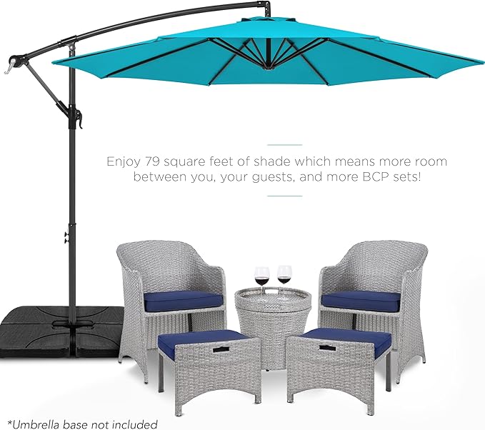 Best Choice Products 10ft Offset Cantilever Hanging Market Patio Umbrella, 8 Sturdy Ribs, Easy Adjustment - Sky Blue