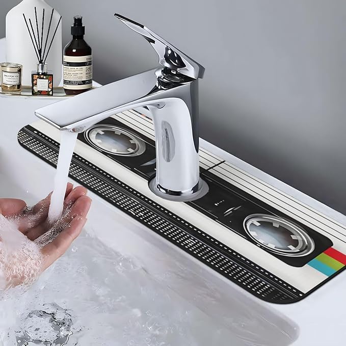 Scratch Back Retro Cassette Kitchen sink faucet pad, strong water absorption