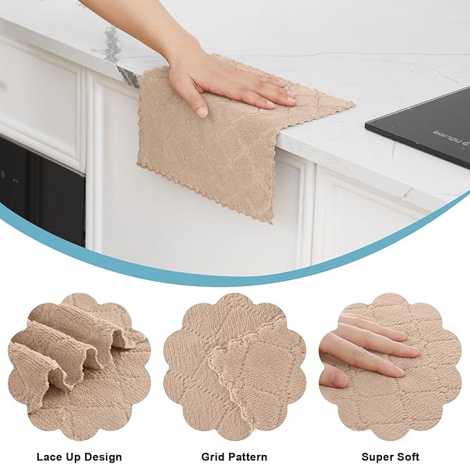 Homaxy 12 Pack Kitchen Dish Cloths, Super Soft and Absorbent Coral Velvet Dish