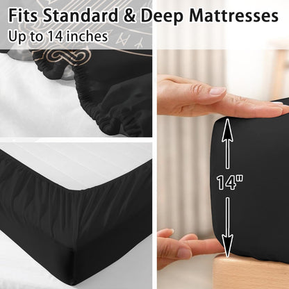 Pamnest Twin Size Bed Sheet Sets, Tree Viking Norse Soft Microfiber 3 Pcs Bedding Sets for Kids and Adults Bedroom Bed Decor, Medieval Gothic Flat, Fitted Sheet and Pillowcases