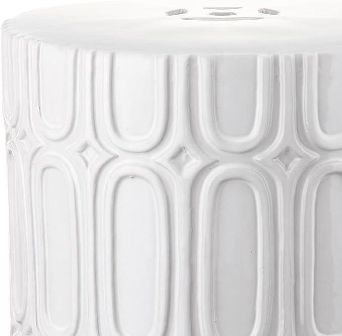 Safavieh Castle Gardens Collection Melody Antique White Glazed Ceramic Garden Stool