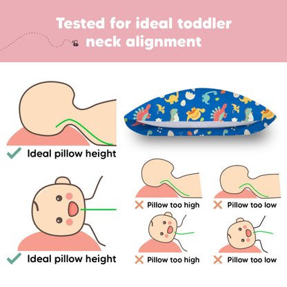 Toddler Pillow with Pillowcase - 13x18 My Little Dreamy Kids Travel Bed Pillows for Sleeping, Organic Cotton Small Pillowcase, Soft & Breathable, Machine Washable, Toddlers 2-5 Years Old (DinoWorld)