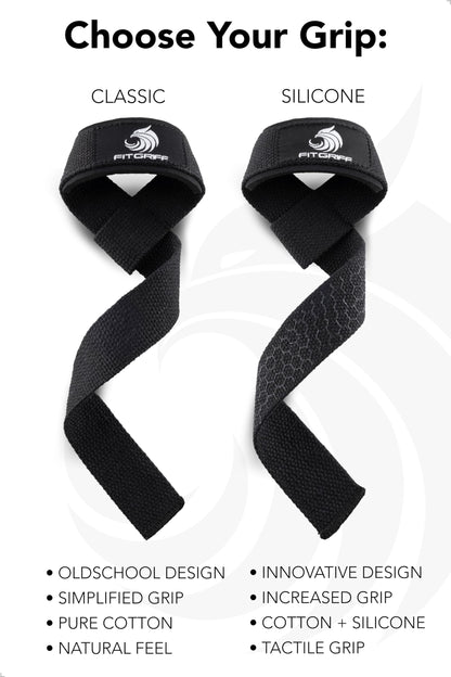 Fitgriff® Lifting Wrist Straps for Weightlifting, Gym, Deadlift, Workout (Made of Premium Cotton & Padded) - Men & Women (Standard, Navy Blue (Silicone-Grip))