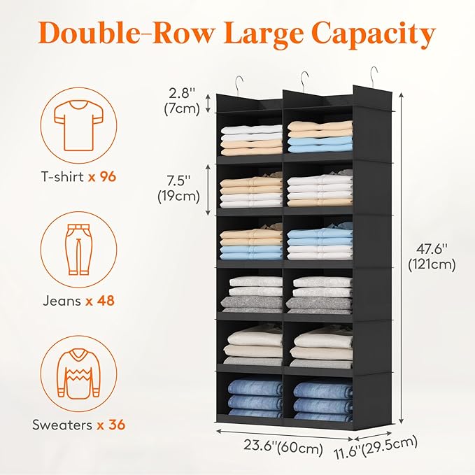 Lifewit Dual-Row Shelf Hanging Closet Organizer and Storage, Clothes Shelves