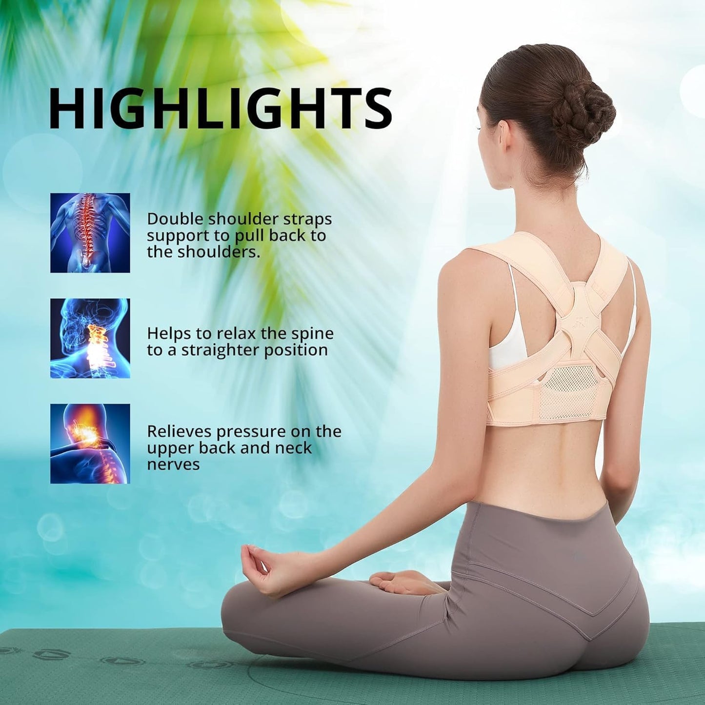 JMPOSE Back Posture Corrector for Women: Adjustable Shoulder Posture Brace Straightener Pain Relief (Small/Medium)