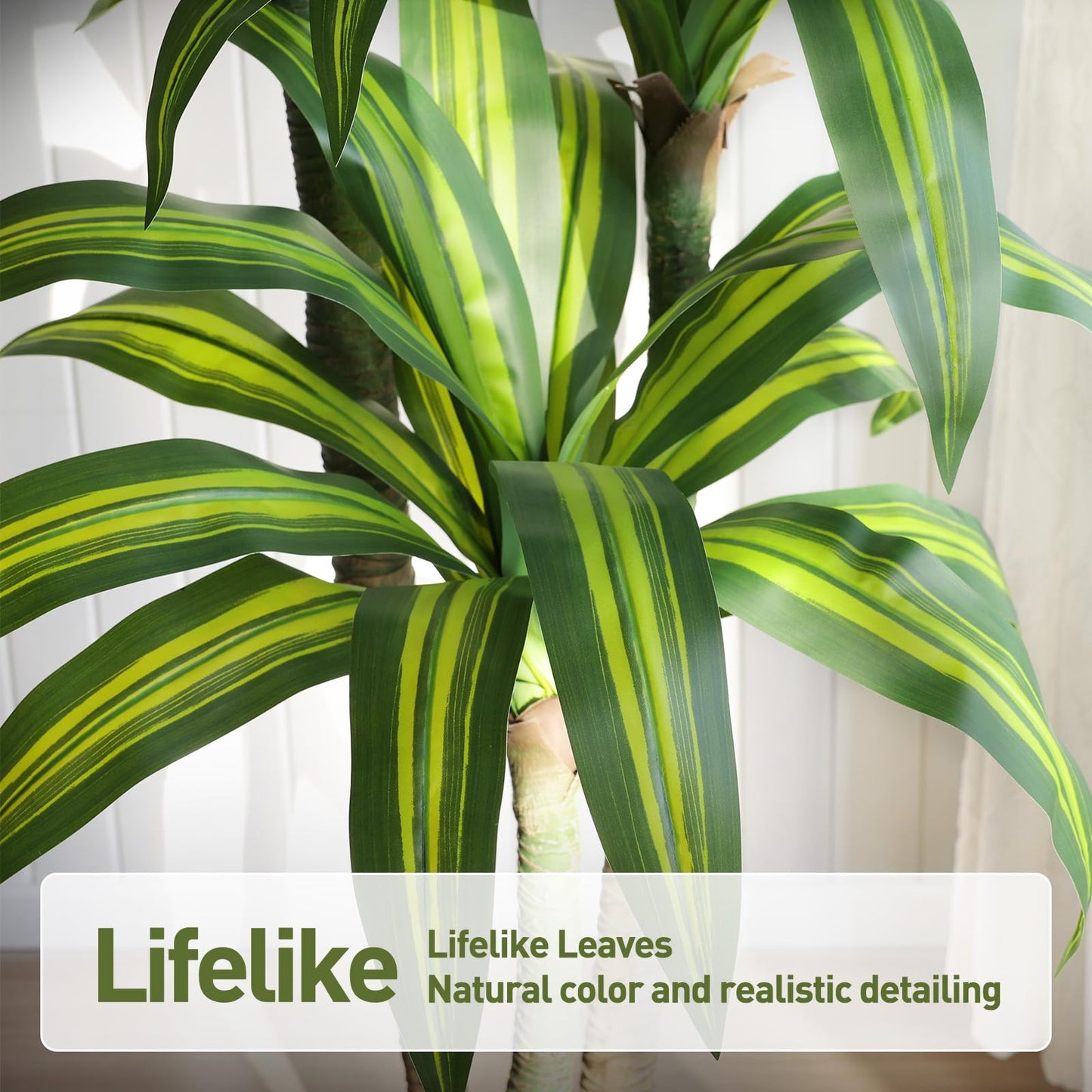 VeriNatural Artificial Dracaena Tree 5FT – Faux Yucca Floor Plant with Silk Leaves & Natural Trunk – Cement-Weighted Pot for Indoor Decor, Office, Living Room, Porch, Entryway, VN225
