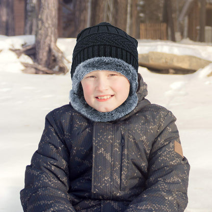 EAONE Kids Winter Hat Gloves Scarf Set, Knitted Toddler Beanie Cap, Mitten Gloves, and Neck Warmer for Boys Girls Aged 5-12