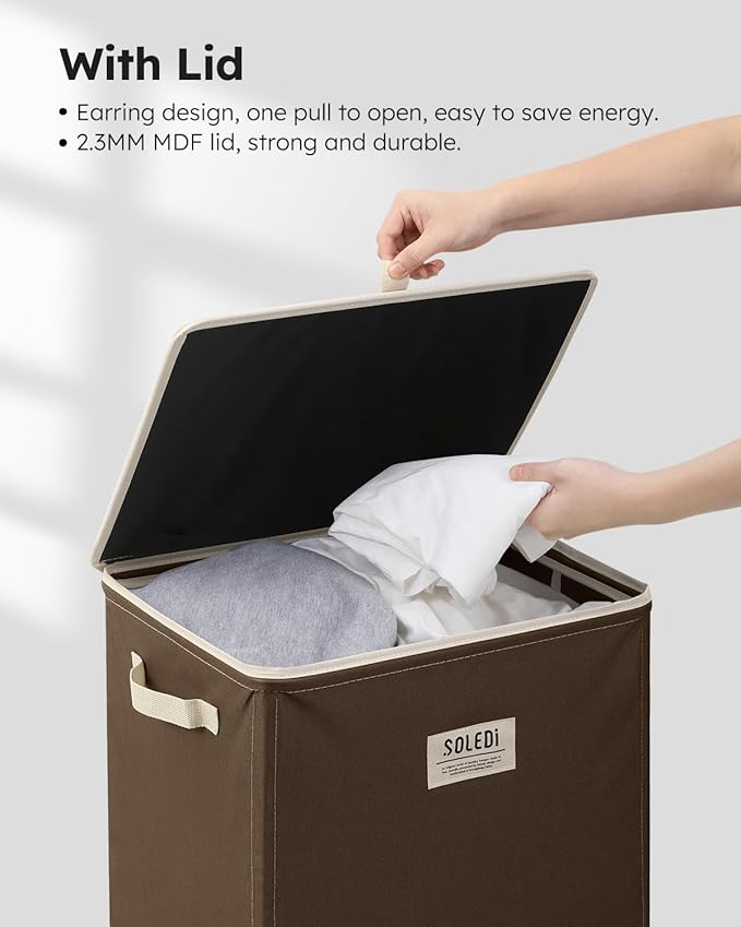 SOLEDI Laundry Hamper with Lid 100L Large & Tall Collapsible Laundry Basket
