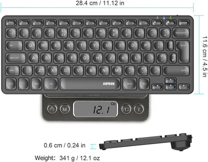 Arteck 2.4G Wireless Keyboard Ultra Slim and Compact Wireless Keyboard with Media Hotkeys for Computer/Desktop/PC/Laptop/Surface/Smart TV and Windows 10/8/ 7 Built-in Rechargeable Battery