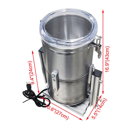 PreAsion 110V 60W Laboratory Mixing Machine for Pellet and Powder - 0.1-3kg Capacity 416/304 Stainless Steel with Timer & Tilting Discharge