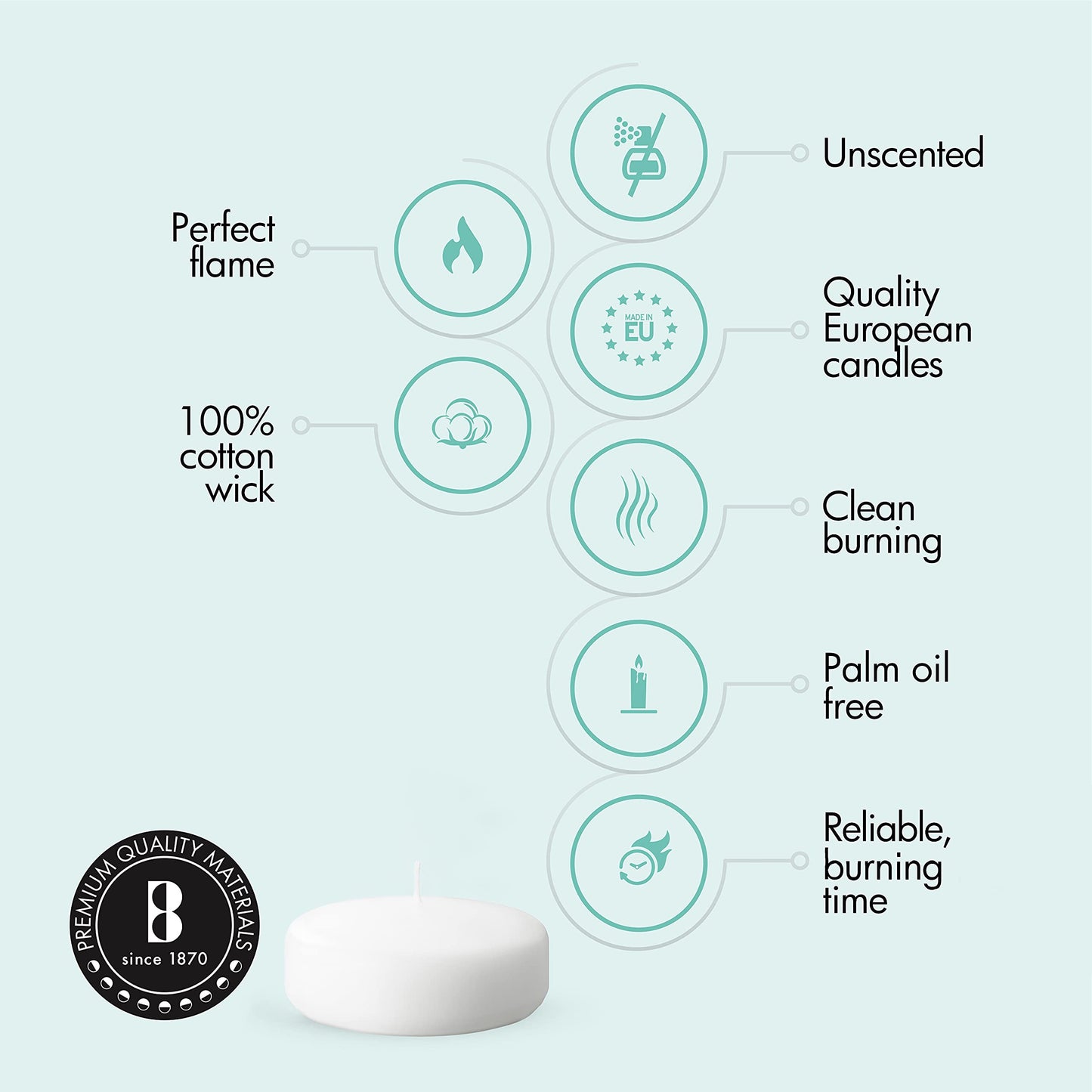 BOLSIUS White Floating Candles 3 Inch - Set Of 12 Maxi Candles - 8 Hour Clean Burning - Palm Oil Free - 0% Animal Fat - Premium European Quality