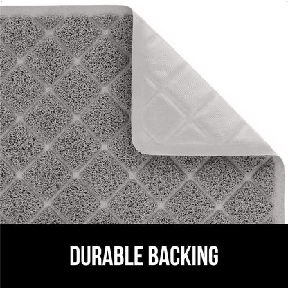 GORILLA GRIP Cat Litter Box Mat, 35x23, Water Resistant, US Designed Kitty Litter Trapping Mats, Easy to Clean, Scatter Control, Less Mess and Clean Floors, Kitten Supplies for Indoor Cats, Gray