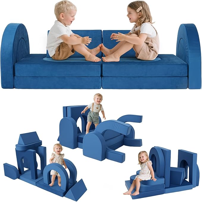 Kids Modular Play Sofa Convertible Foam Play Mat, Transformable Into a Game