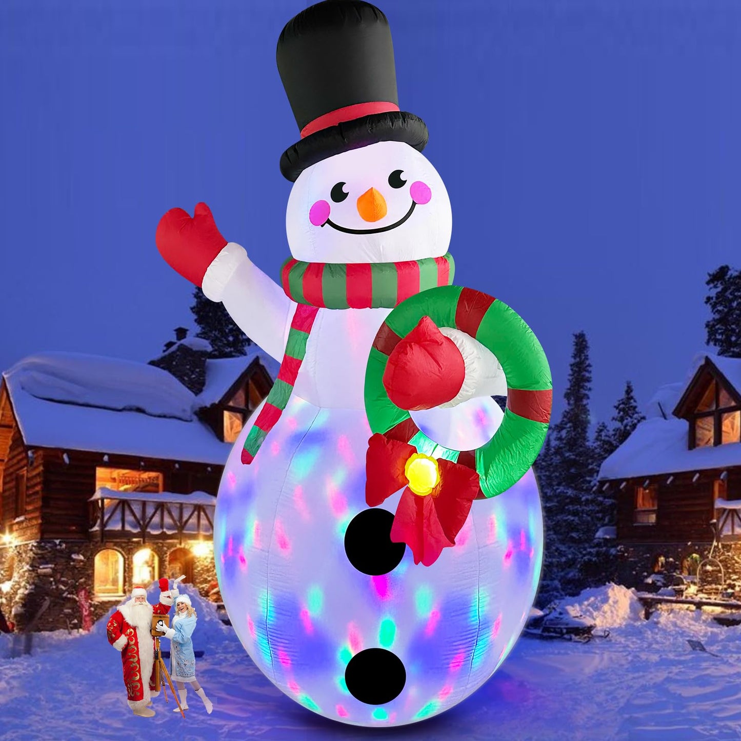 Danxilu 20 FT Tall Christmas Inflatables Snowman Built-in Rotating LED Lights Outdoor Decorations, 20 Foot Giant Snowman with Blower Blow Up Yard Decoration for Home/Lawn/XmasParty/Parks/Squares