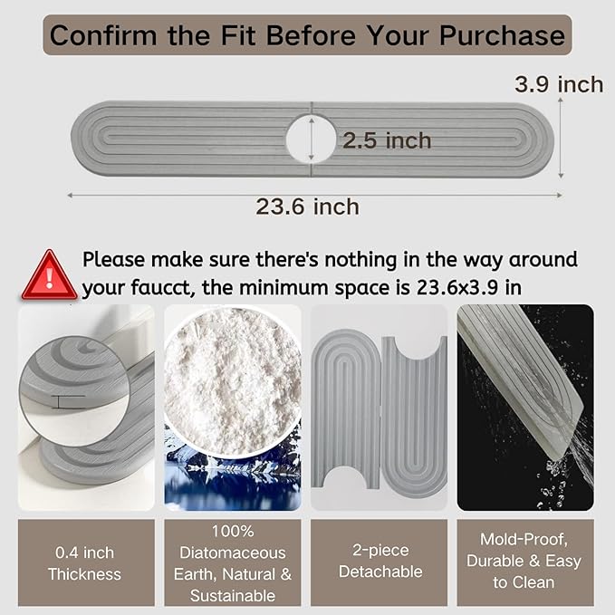 Diatomite Faucet Mat for Kitchen Sink