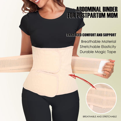 MAMODY Postpartum Belly Band – Postpartum Belly Wrap, Abdominal Binder Post Surgery C-section Recovery Support Belt After Birth Brace, Slimming Girdles (Classic Beige, L)