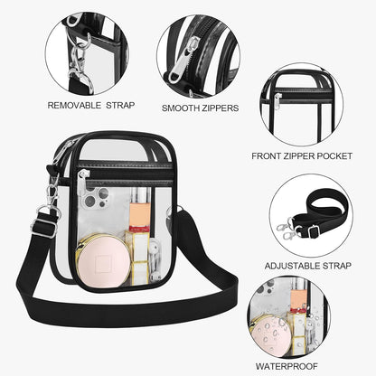 USPECLARE Clear Purse Stadium Transparent Messenger Bag Stadium Approved for Men and Women Clear CrossBody Bag