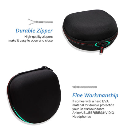 Headphone Headset Case for Beats Studio Pro/JLab JBuds Lux ANC/JBL/TOZO/BERIBES/Picun/KVIDIO Noise Cancelling Over-Ear Foldable Headphones, Black
