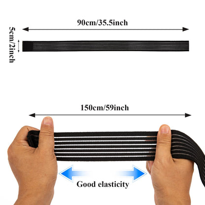 4-Pack Elastic Ice Pack Straps with Hook & Loop, 35.5"x2" Reusable Fastening Bands for Cold/Hot Therapy, Comes with Adjustable Extension Straps,Reusable Ice Belt Extender (Black)