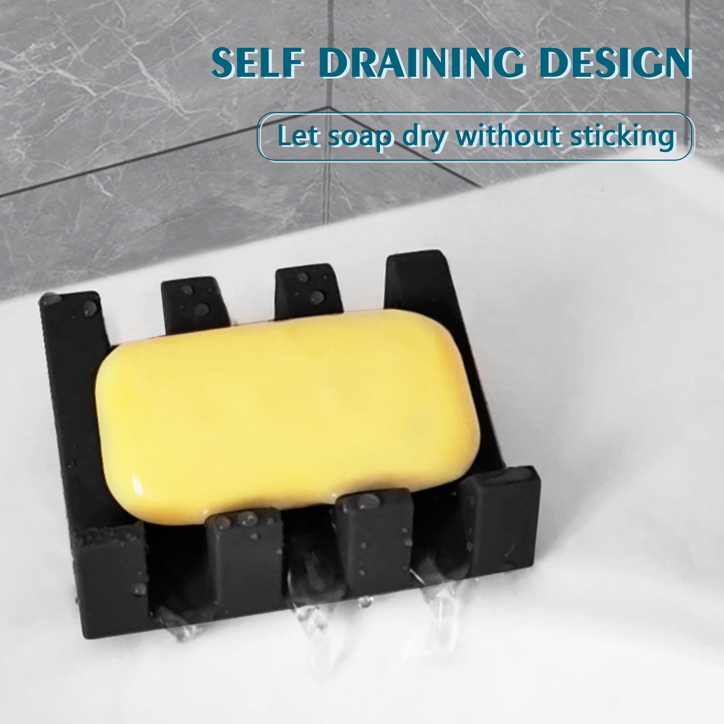 Coipdfty Self Draining Soap Dish Holder,Silicone Soap Dish,for Bathroom,Kitchen, Sponges，Can Extend Soap Life，Keep Soap Bars Dry and Easy Cleaning (Black+White,2-Pack)