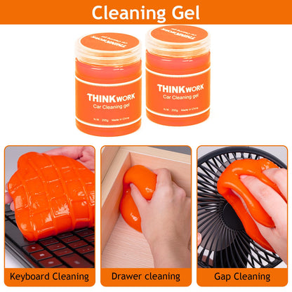 THINKWORK Car Detail Duster Kit - 17PCS Perfect Dust Removal Kit for Interior and Exterior, Detailing Brush, Cleaning Gel, Window Brush, Coral Fleece Towels and Cleaning Pads