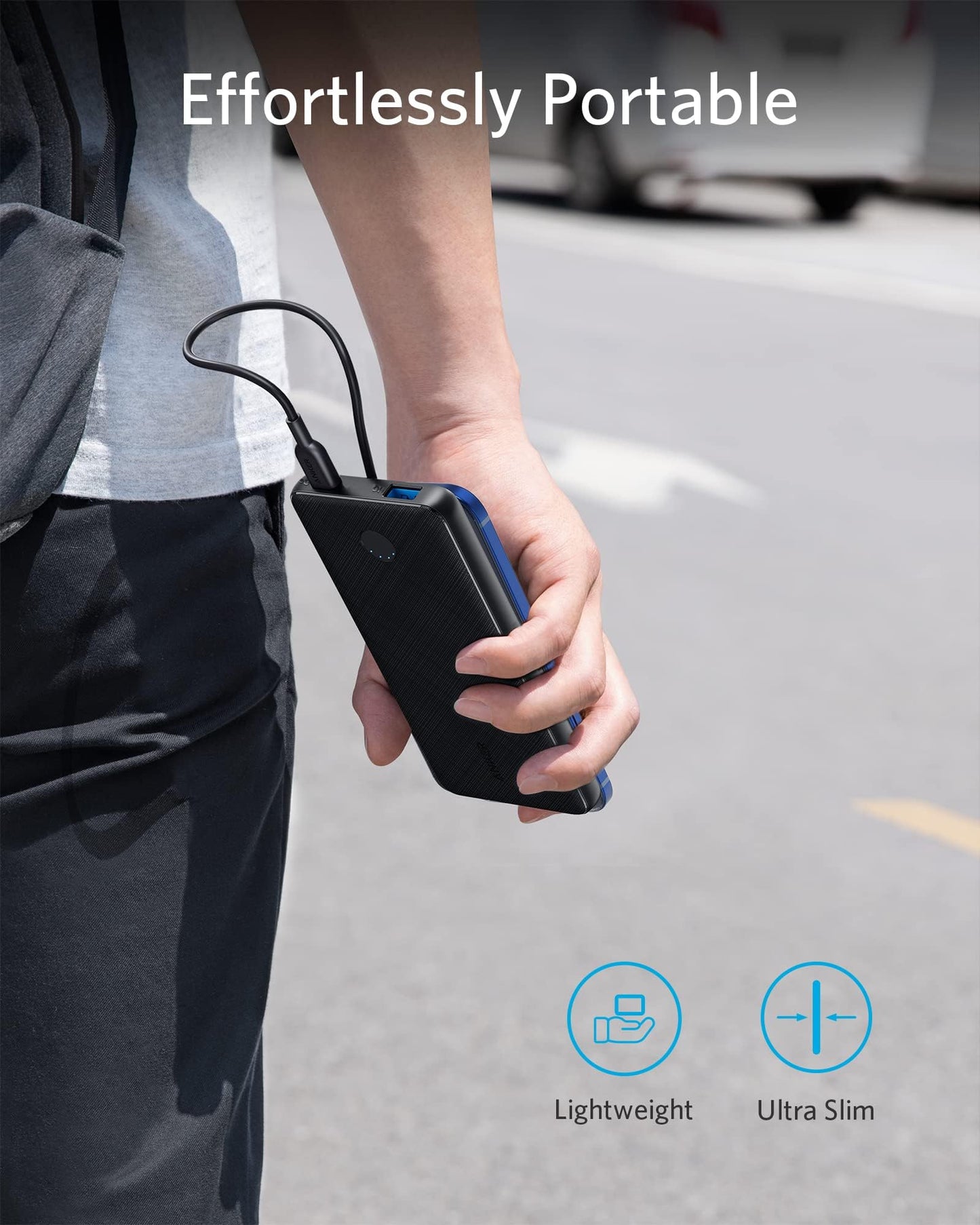 Anker Portable Charger, USB-C Portable Charger 10K with 20W Power Delivery, Power Bank (PowerCore Slim 10K PD) for iPhone 14/13/12 Series, S10, Pixel 4, and More