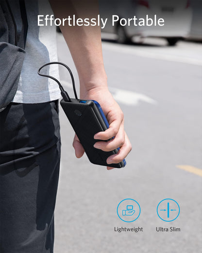 Anker Portable Charger, USB-C Portable Charger 10K with 20W Power Delivery, Power Bank (PowerCore Slim 10K PD) for iPhone 14/13/12 Series, S10, Pixel 4, and More