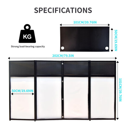 Wuyule Portable DJ Facade Table Station - 40 * 40 * 20 Inches Event Booth With Black and White Scrims, Padded Carrying Bag, Metal Frame Foldable Panel