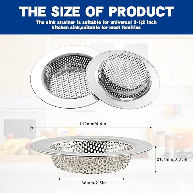 2PC Kitchen Sink Drain Strainer Stainless Steel