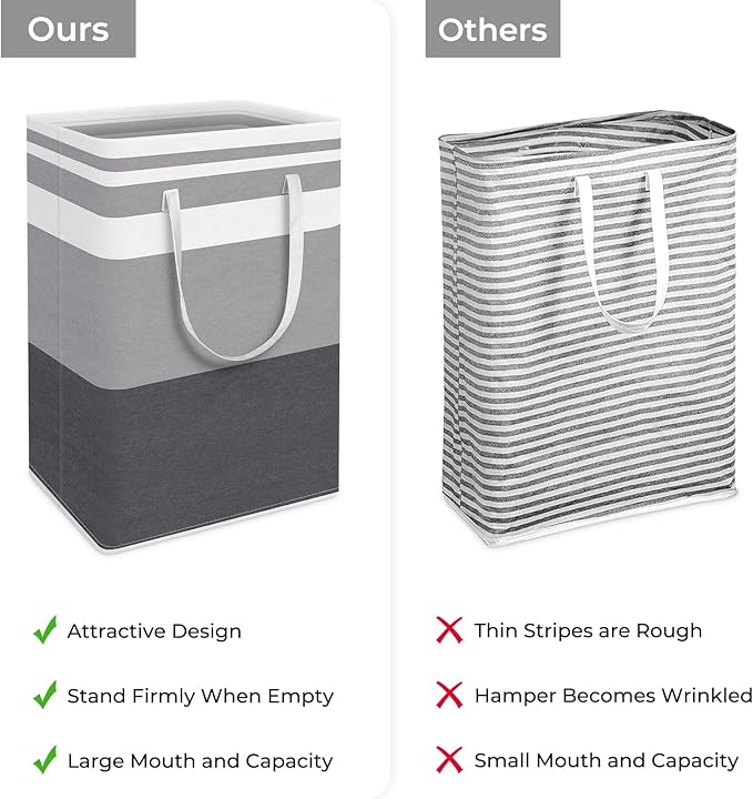 HomeHacks 3-Pack Large Laundry Basket, 75L Each Waterproof, Freestanding