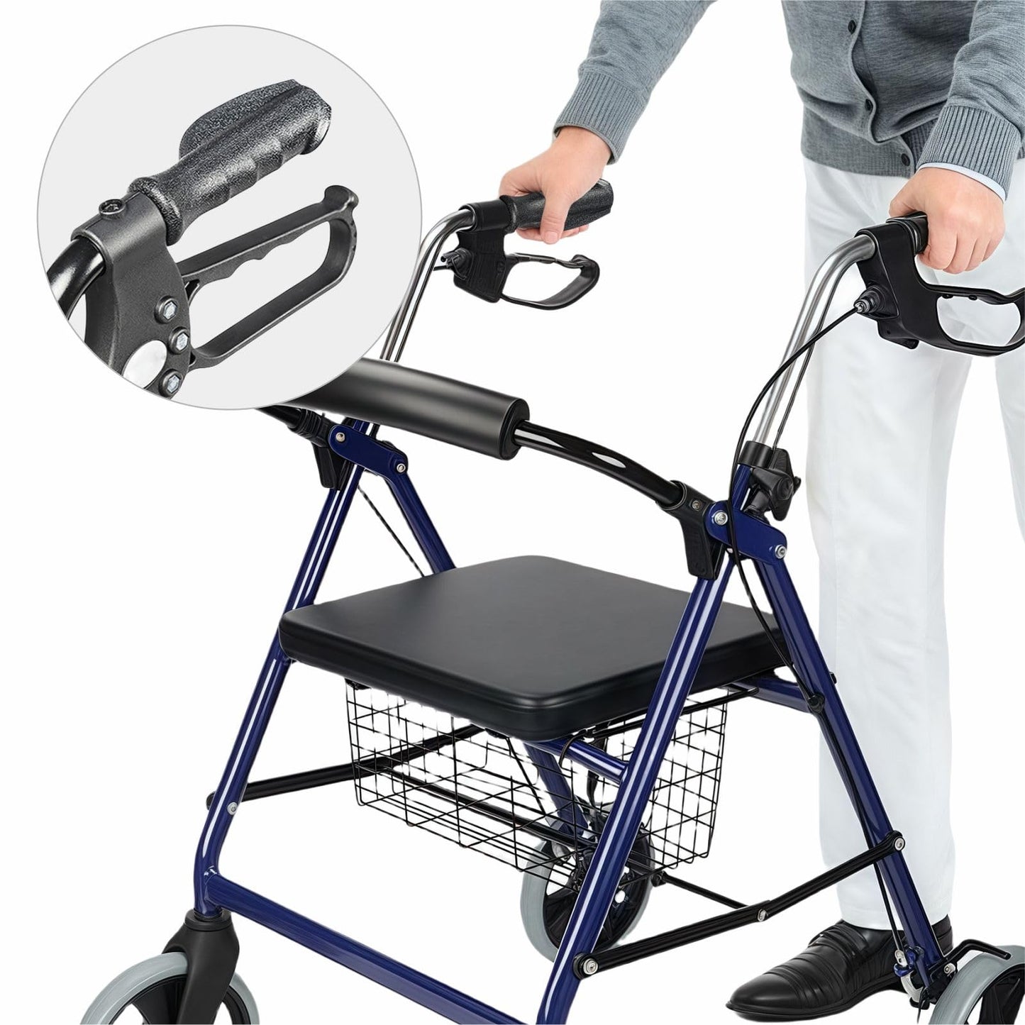 Rollator Hand Grip for Rolling Walker Replacement - Elderly & Disabled Patient Handgrips Accessories, 7/8", 2 Pcs (Black-A)
