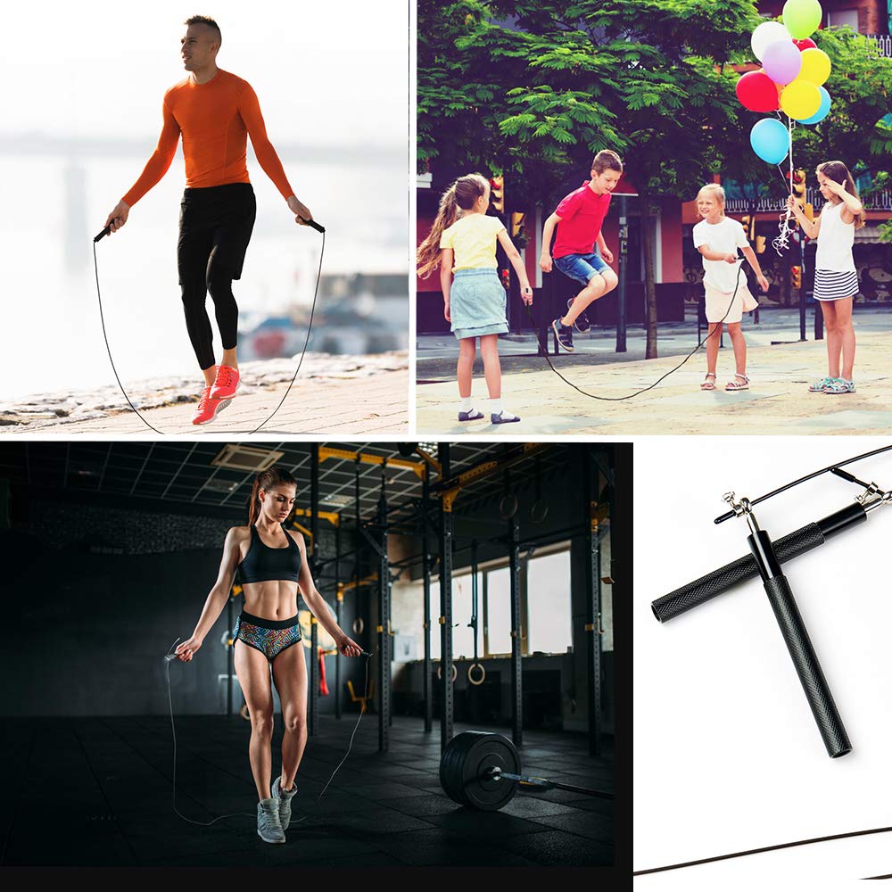 Speed Skipping Rope Adjustable Jumping Rope with Aluminum Handle and Ball Bearing Tangle-Free Exercise Rope for Fat Burning Exercises, Cross Fit Training, Fitness, Exercise