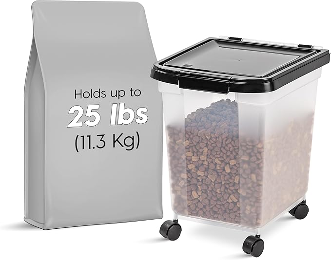 IRIS USA Airtight Dog Food Storage Container, WeatherPro, Removable Wheels