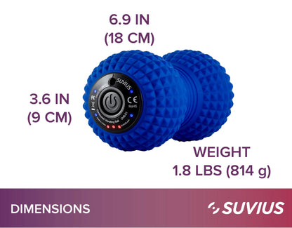 SUVIUS Vibrating Peanut Roller - 4 Vibration Levels - Rechargeable - Muscle Roller for Deep Tissue Massage and Muscle Recovery - Massager for Back, Neck, Foot, Leg, and Body - Black