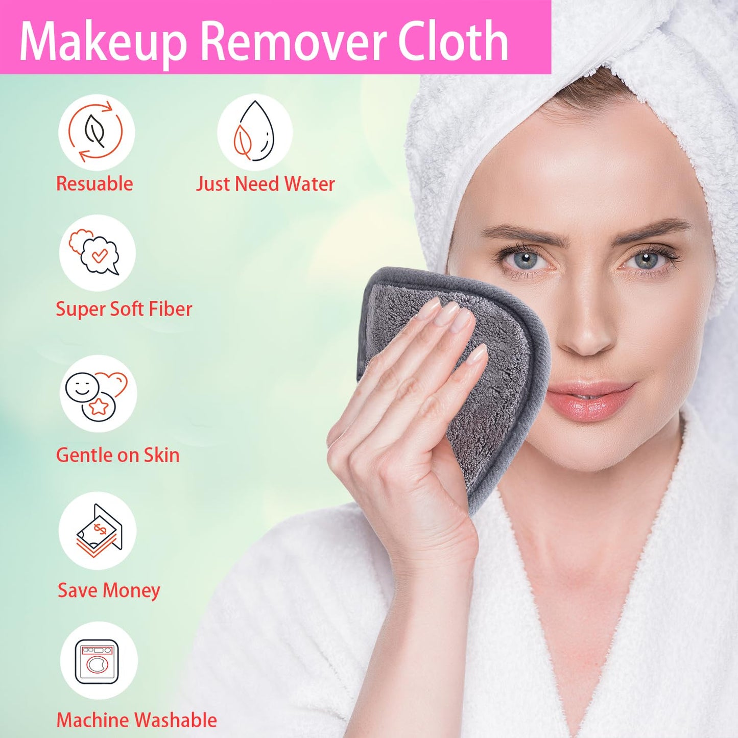 BloomSesame Makeup Remover Cloths for Face, Eye, Lips - Reusable Makeup Remover Pads Soft Microfiber Facial Cleansing Cloths 5.5 x 5.5 inch 12 Pack (Gray)