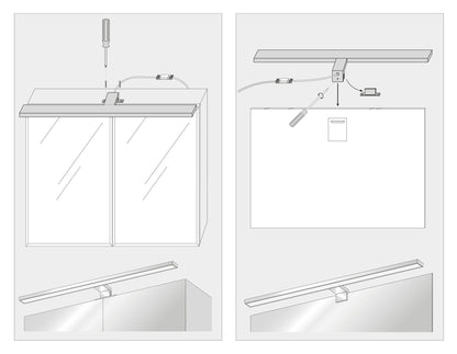 SEBSON® LED Bathroom Mirror Light 30cm, Mirror Lighting Cabinet Mounted + Clip On, Neutral White 4000K, 5W, 400lm, IP44-300x95x41mm