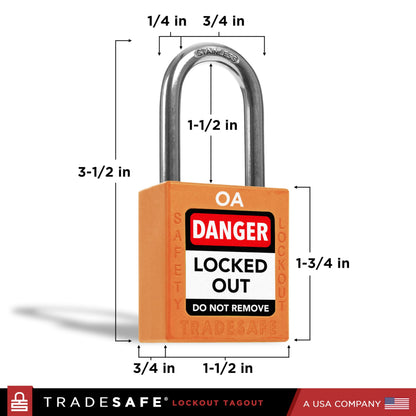 TRADESAFE Lockout Tagout Locks Set, 10 Orange Keyed Alike Unlimited Grouping Safety Padlocks, 2 Keys Per Lock, OSHA Compliant Loto Locks for Lock Out Tag Out Kits