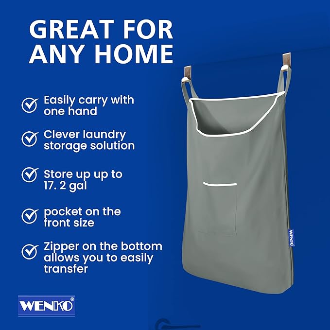WENKO Laundry Hamper Bag Hanging, Over The Door Basket