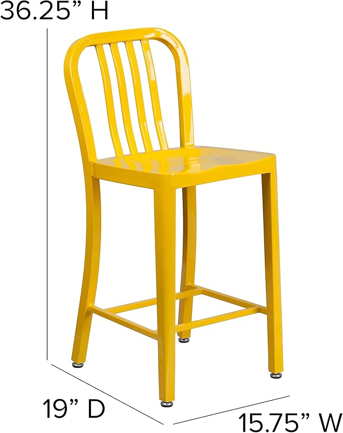 Flash Furniture Commercial Grade 24" High Yellow Metal Indoor-Outdoor Counter
