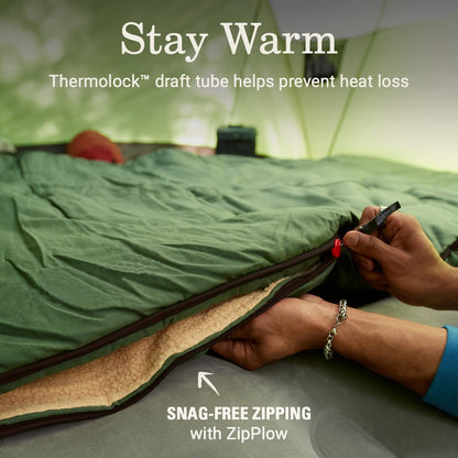 Coleman Big Game 0°F Big & Tall Sleeping Bag Cold Weather Adult Sleeping Bag with Eco-Conscious Filling Sherpa & Flannel Lining 2-Way Zipper Fits Campers up to 6'5