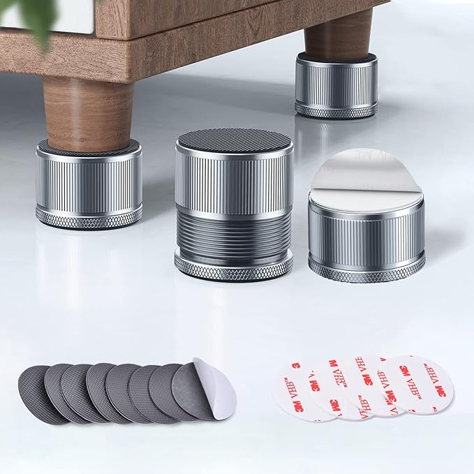 Furniture Risers 1 inch Adjustable, 4 Pack Metal Bed Risers Lift Height