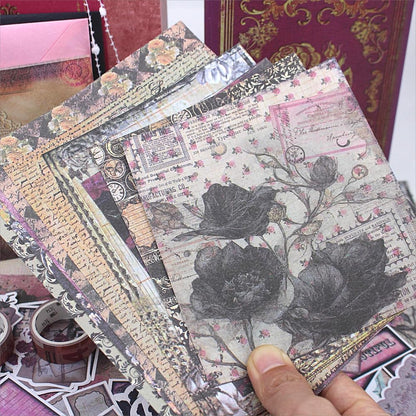 Diuhofart Vintage Scrapbooking Supplies Kit, 185pcs Junk Journal Kit with Scrapbook Paper A6 Aesthetic Notebook, Scrapbook Kit, Art Craft DIY Gift for Adult Women