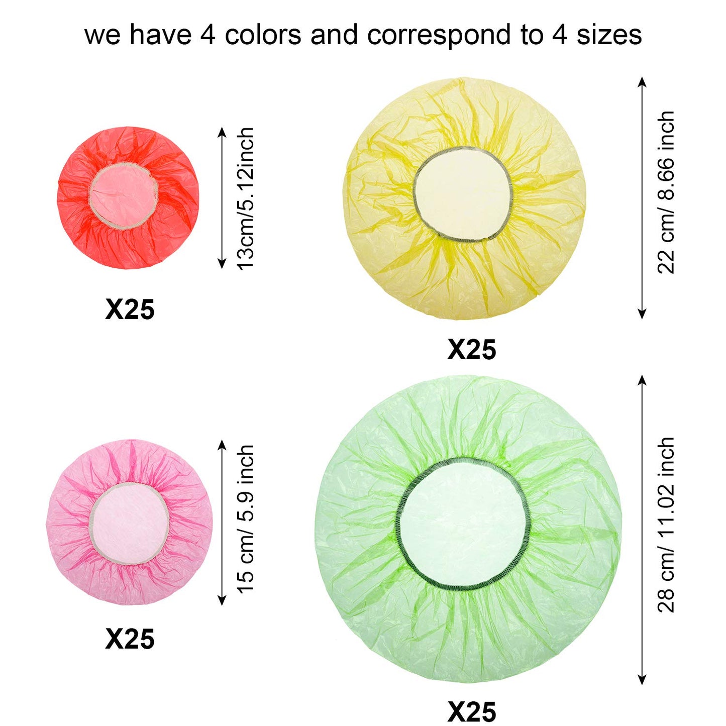 100 Pieces Elastic Food Covers Colorful Reusable Food Storage Covers Translucent Plastic Wrap for Bowl Dish Plate