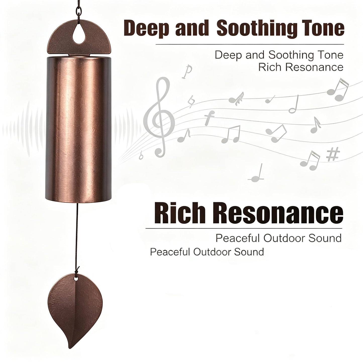 Deep Tone Memorial Wind Chimes Outdoor, Handcrafted Steel Wind Chimes with Mute Mode, Amazing Grace Wind Bells for Garden Patio Yard Porch Home Decor, Black (Brown)