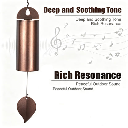 Deep Tone Memorial Wind Chimes Outdoor, Handcrafted Steel Wind Chimes with Mute Mode, Amazing Grace Wind Bells for Garden Patio Yard Porch Home Decor, Black (Brown)