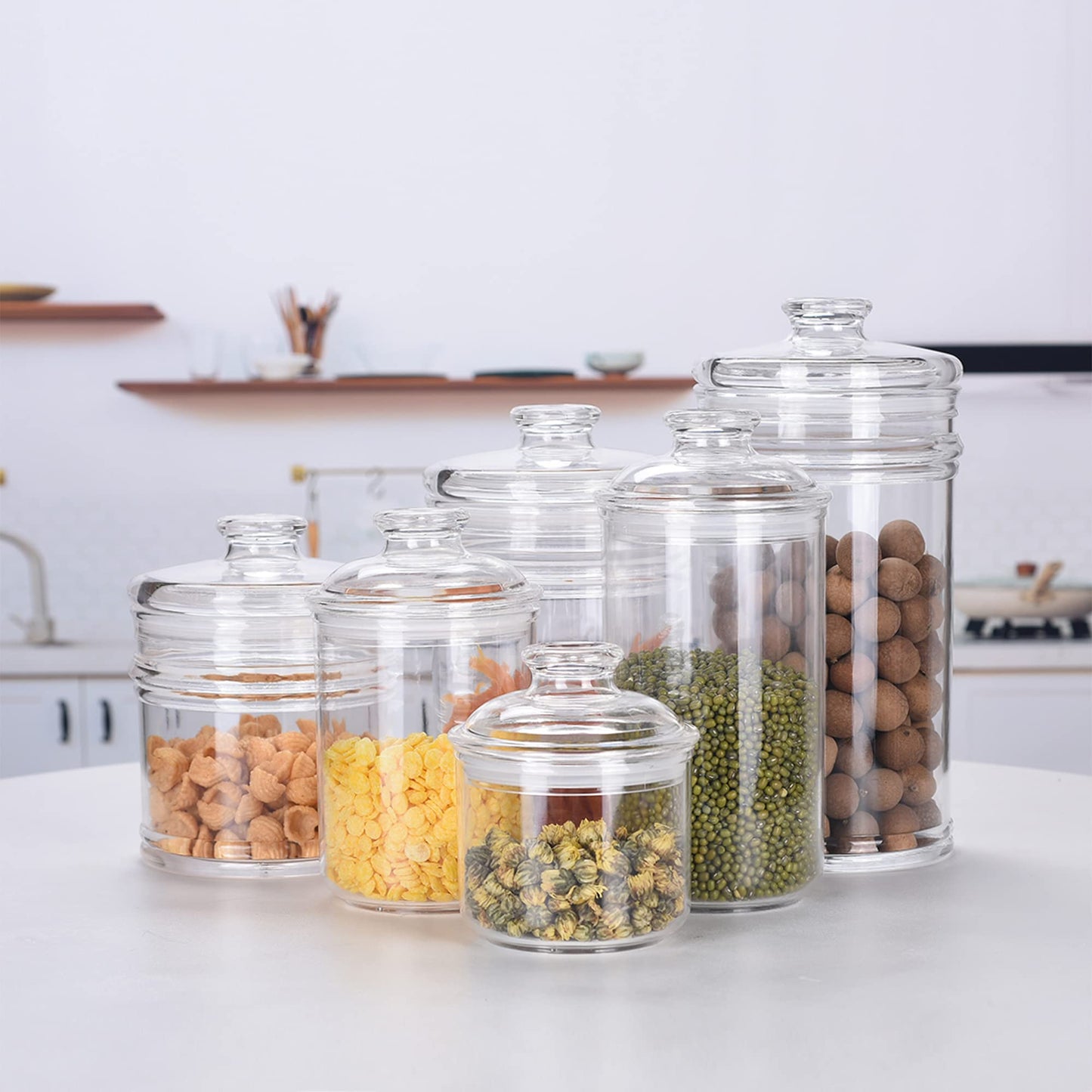 24oz Acrylic Storage Jar, Airtight Lid with Silicone Sealing Ring, Ideal Canister Container for Sugar, Tea, Spices, Herbs, Shells, Bath Salt, Christmas Decorative Apothecary Jars
